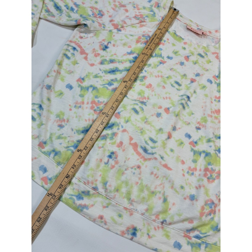 Evri Womens 1X Sweatshirt‎ Crewneck Tie Dye Pastel Green Blue Coral Pullover Top - Picture 2 of 8